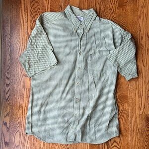 Columbia Men's Green Checkered Short Sleeve Shirt, XL